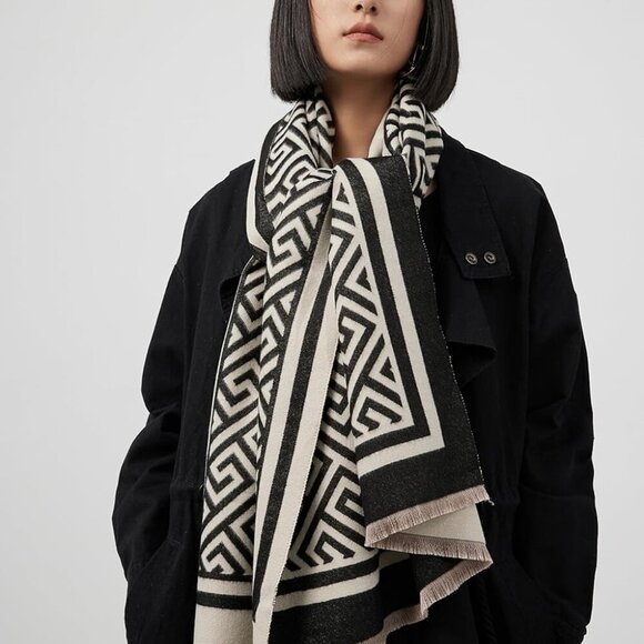 Versatile Extra Large Soft Scarf - Hand Wash Black and White Women's Shawl - Picture 3 of 7